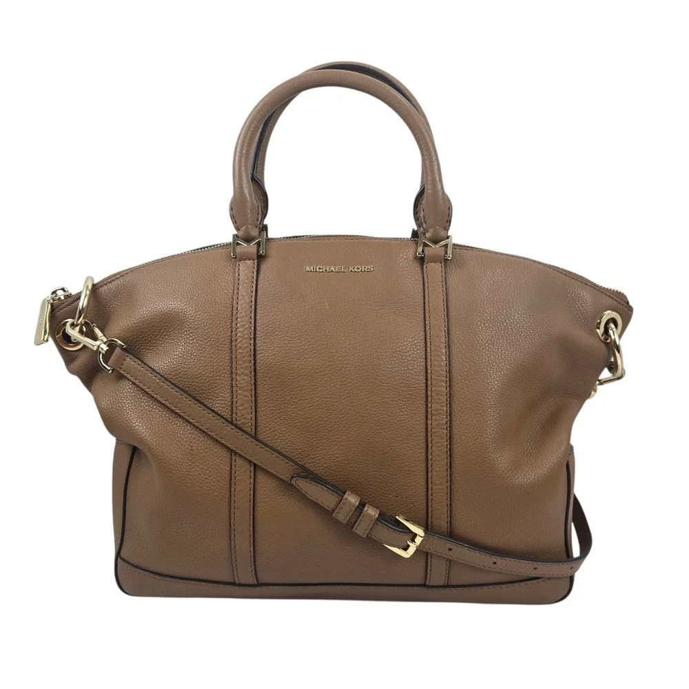 Michael Kors Beckett Satchel Pebbled Leather Brown Large Bag 30T7GBUS3L Acorn
